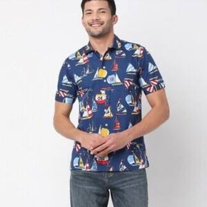 Brooks Brothers Shirt Mens Regent Fit‎ Camp Nautical Sailboat Size XL